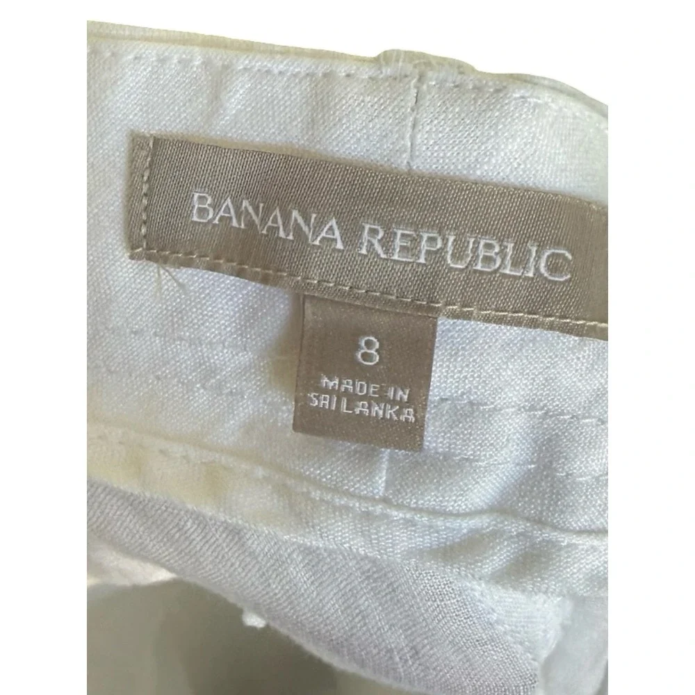 Banana Republic White 100% Linen Wide Leg Pants Womens 8 Casual Beach Trousers